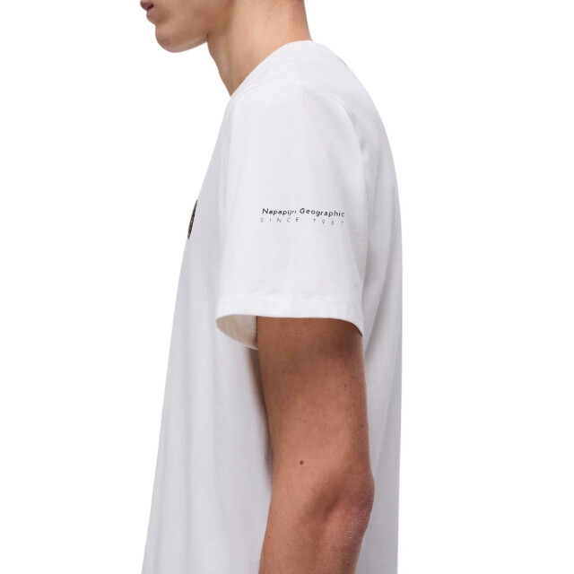 Napapijri Badge t-shirt Napapijri Wit Badge T-Shirt Voor Heren Van 100% Katoen large