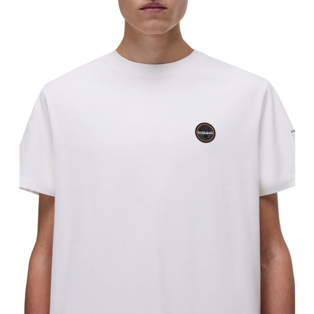 Napapijri Badge t-shirt Napapijri Wit Badge T-Shirt Voor Heren Van 100% Katoen large