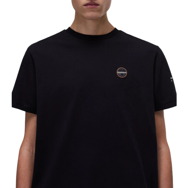 Napapijri Badge t-shirt Napapijri Zwart Badge T-Shirt Voor Heren Katoen Kleding large