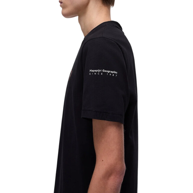 Napapijri Badge t-shirt Napapijri Zwart Badge T-Shirt Voor Heren Katoen Kleding large