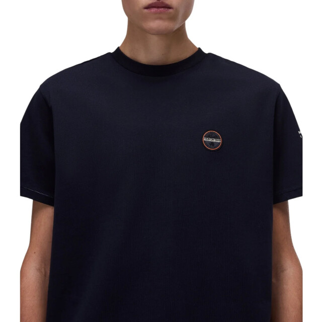 Napapijri Badge t-shirt Napapijri Blauw Badge T-shirt Voor Heren Katoen Korte Mouwen large
