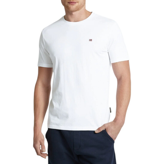 Napapijri T-shirt met labelstitching Napapijri Wit T-shirt Met Labelstitching Voor Heren large