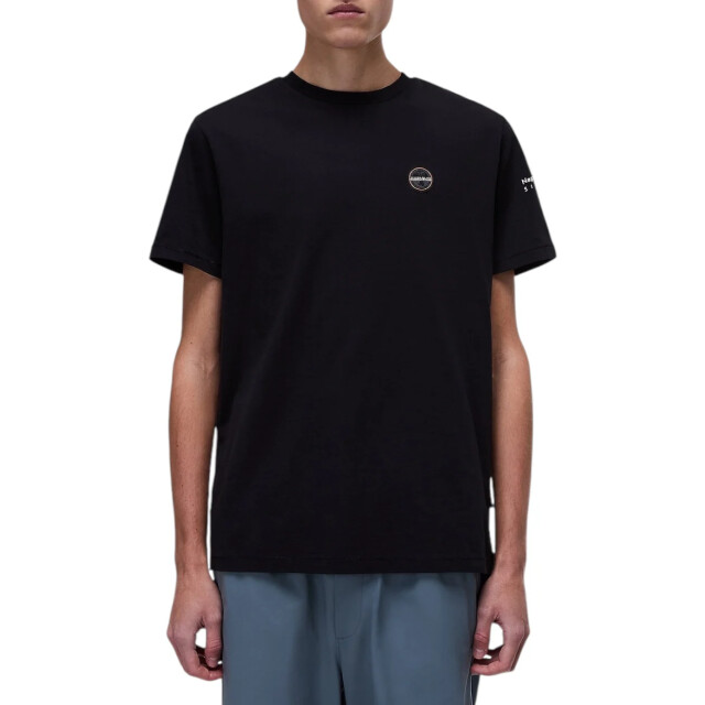 Napapijri Badge t-shirt Napapijri Zwart Badge T-Shirt Voor Heren Katoen Kleding large