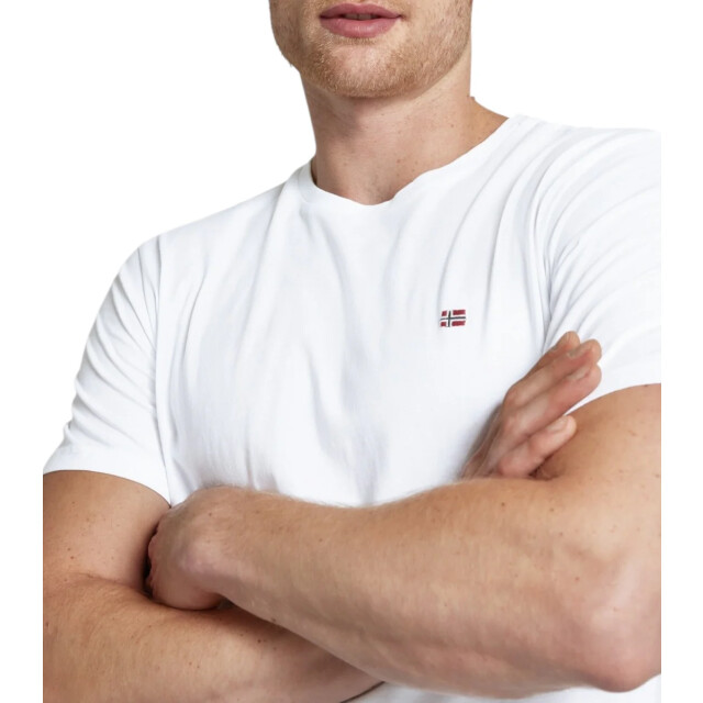 Napapijri T-shirt met labelstitching Napapijri Wit T-shirt Met Labelstitching Voor Heren large