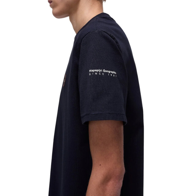 Napapijri Badge t-shirt Napapijri Blauw Badge T-shirt Voor Heren Katoen Korte Mouwen large
