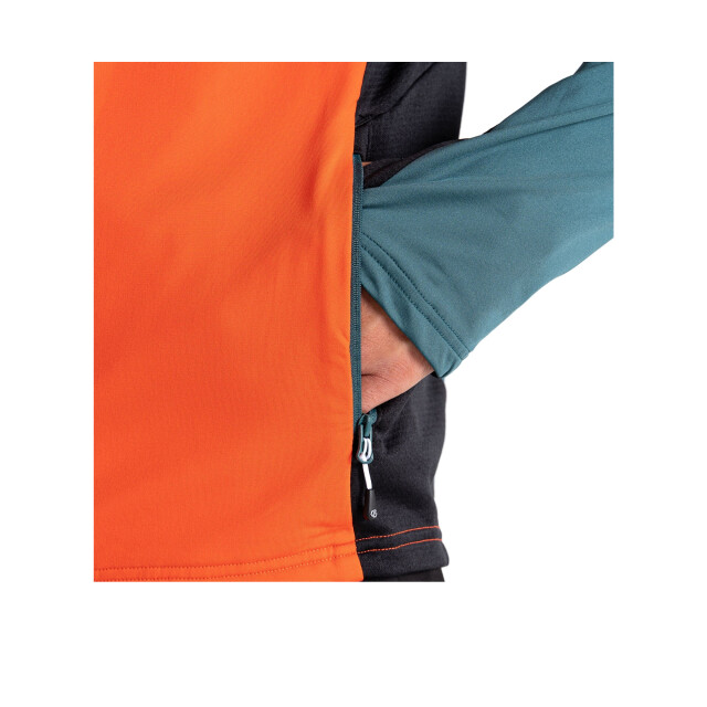 Dare2b Heren substratum core stretch full zip midlayer UTRG8714_mediterraneangreentrailblazeorangeblack large