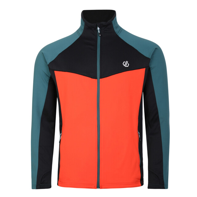 Dare2b Heren substratum core stretch full zip midlayer UTRG8714_mediterraneangreentrailblazeorangeblack large