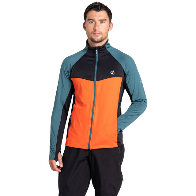 Dare2b Heren substratum core stretch full zip midlayer UTRG8714_mediterraneangreentrailblazeorangeblack large