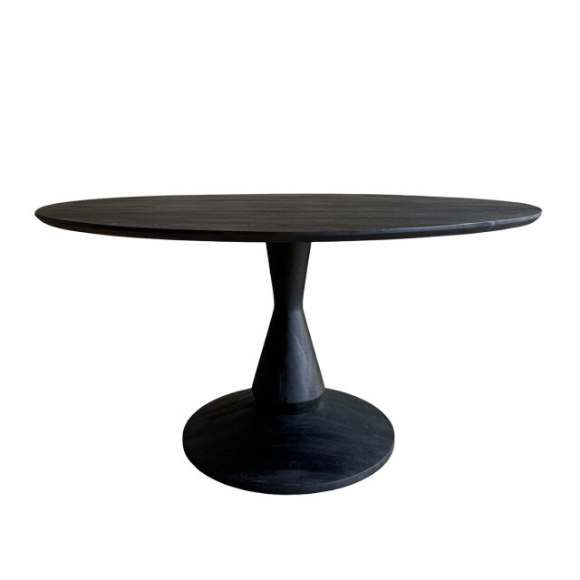 Old Inn Eetkamertafel mango zwart rond 150cm met houten poot 2950329 large