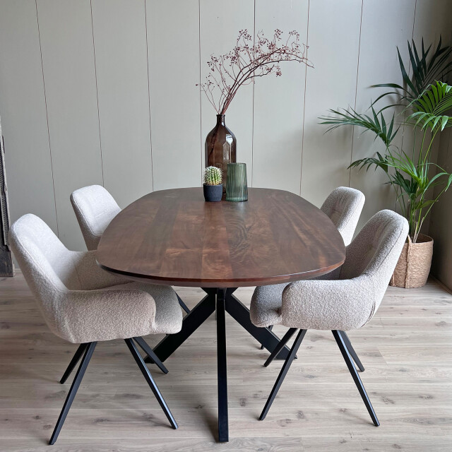 Old Inn Eettafel mango walnoot deens ovaal 200x100 cm met spinpoot 2202186 large