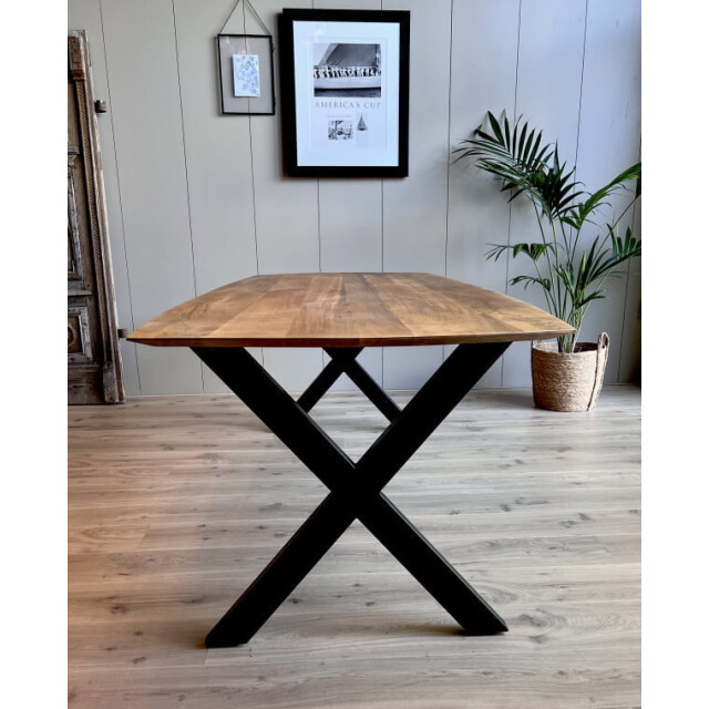 Old Inn Eetkamertafel mango deens ovaal zwart 200x100 cm met x poot 2892381 large