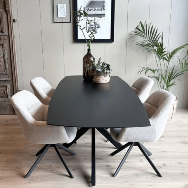 Old Inn Eetkamertafel mango deens ovaal zwart 200x100 cm met spinpoot 2892378 large