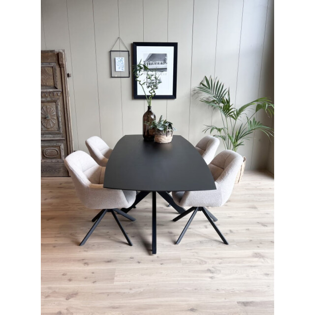 Old Inn Eetkamertafel mango deens ovaal zwart 200x100 cm met spinpoot 2892378 large