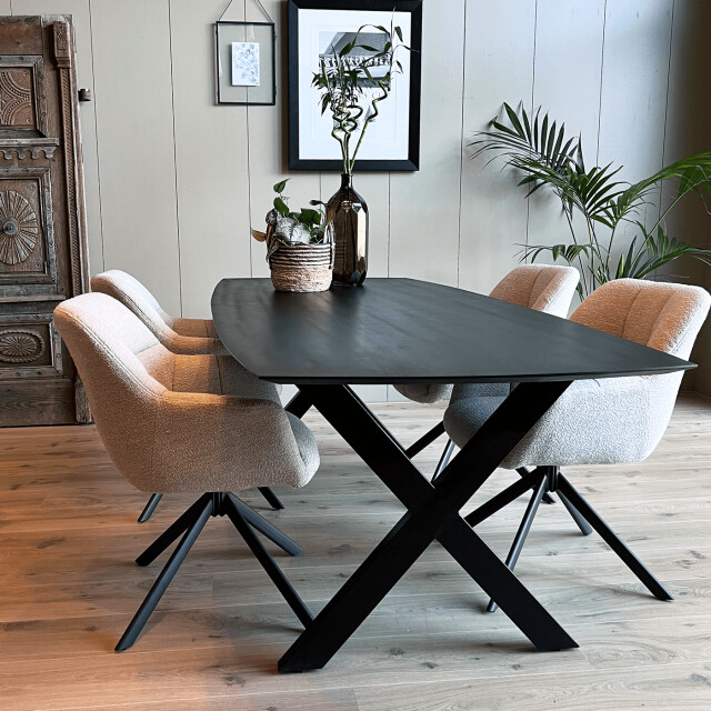 Old Inn Eetkamertafel mango deens ovaal zwart 200x100 cm met x poot 2892381 large