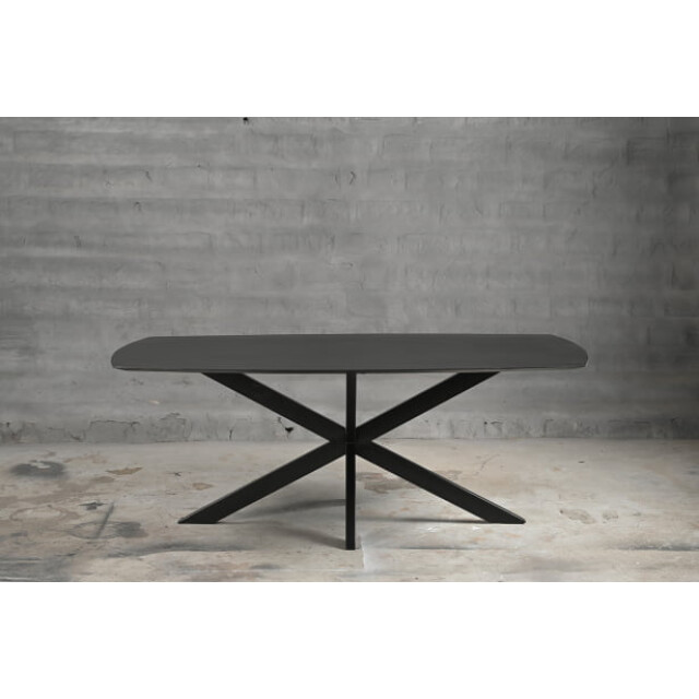 Old Inn Eetkamertafel mango deens ovaal zwart 240x100 cm met spinpoot 2892379 large