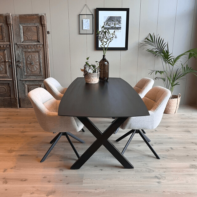Old Inn Eetkamertafel mango deens ovaal zwart 200x100 cm met x poot 2892381 large