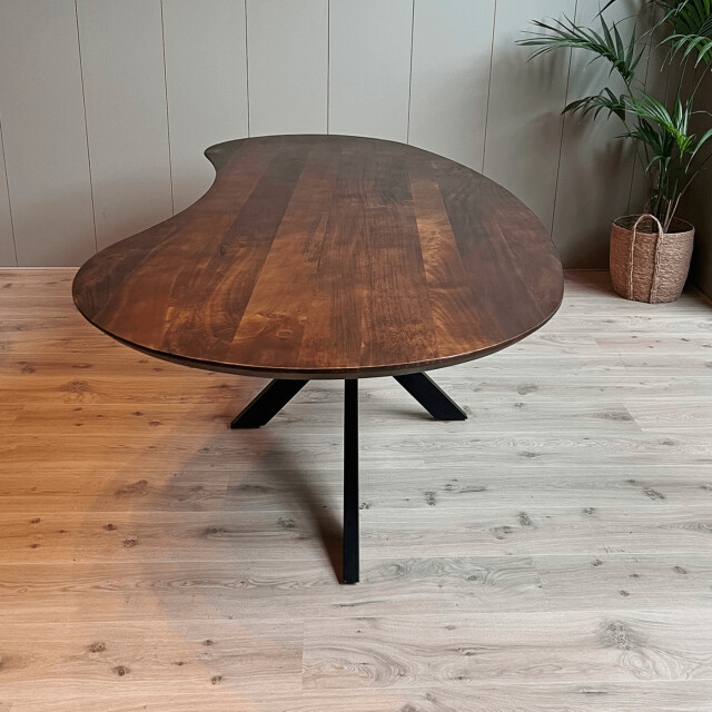 Old Inn Eetkamertafel mango organisch kidney walnoot met spinpoot 2314465 large