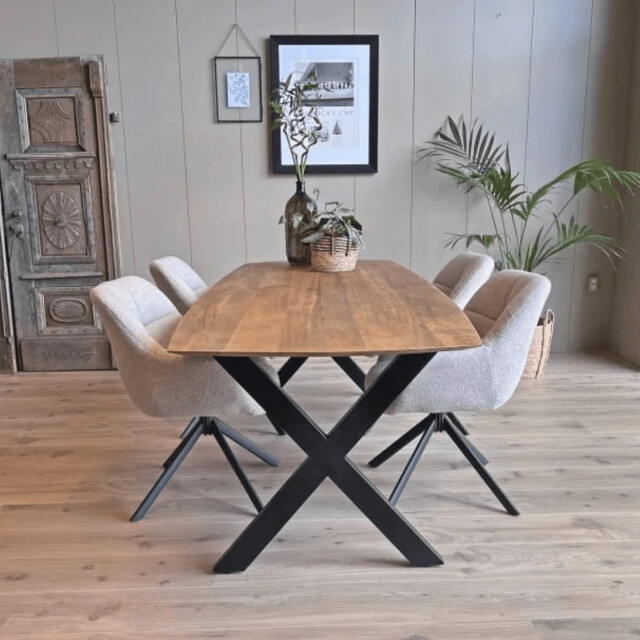 Old Inn Eetkamertafel mango deens ovaal 240x100 cm met x poot 2892380 large