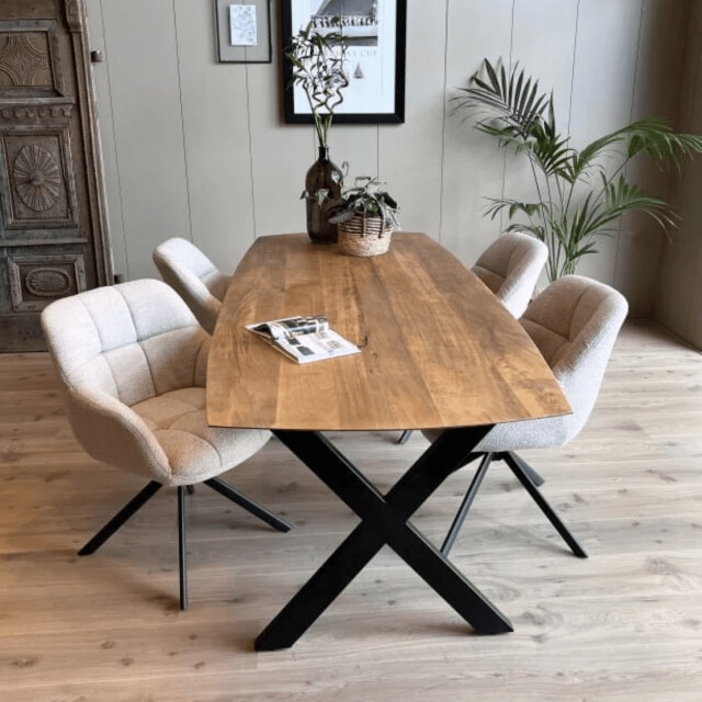 Old Inn Eetkamertafel mango deens ovaal 240x100 cm met x poot 2892380 large