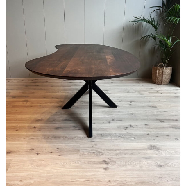 Old Inn Eetkamertafel mango organisch kidney walnoot met spinpoot 2314465 large