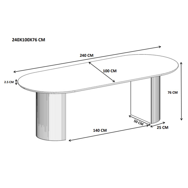 Old Inn Eetkamertafel luca zwart 240cm 3040165 large