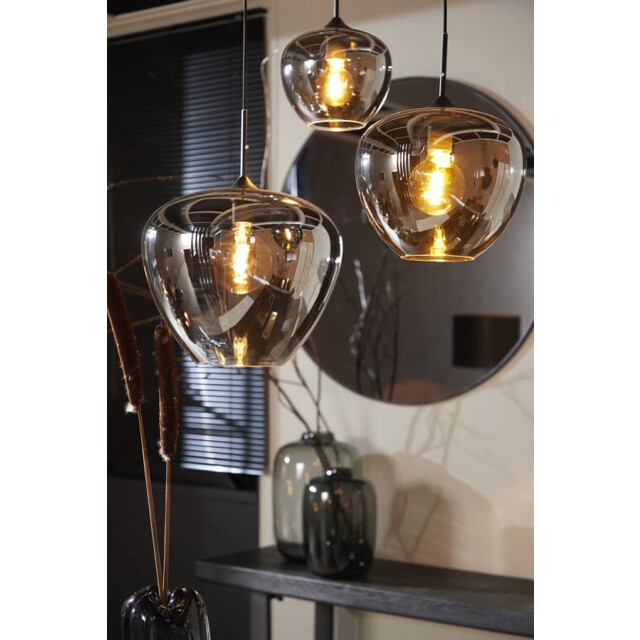 Light & Living Hanglamp smoke glas-matzwart mayson Ø 40 x 34cm 2952412 large