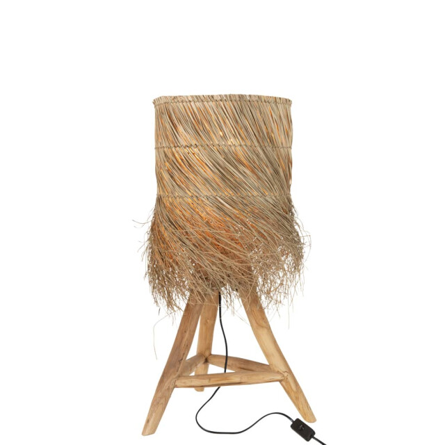 J-Line Tafellamp gras teakhout naturel rafi 20913 large