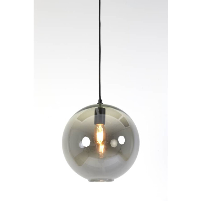 Light & Living Hanglamp matzwart smoke glas subar Ø 30 x 28cm 2957765 large