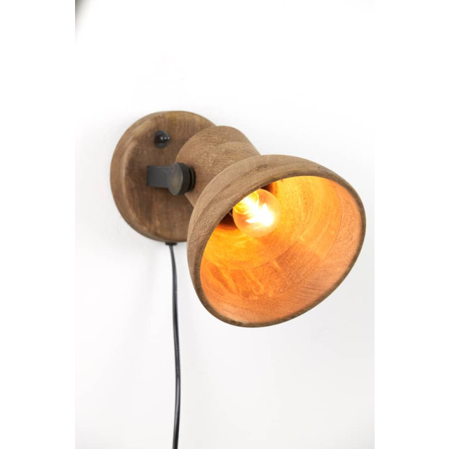 Light & Living Wandlamp hout bruin zwart ilanio 3121284 large