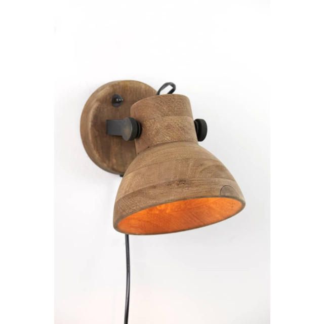 Light & Living Wandlamp hout bruin zwart ilanio 3121284 large