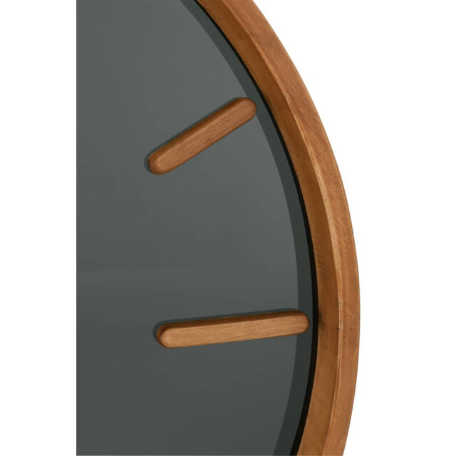 J-Line Wandklok rond hout glas zwart medium 15194 large