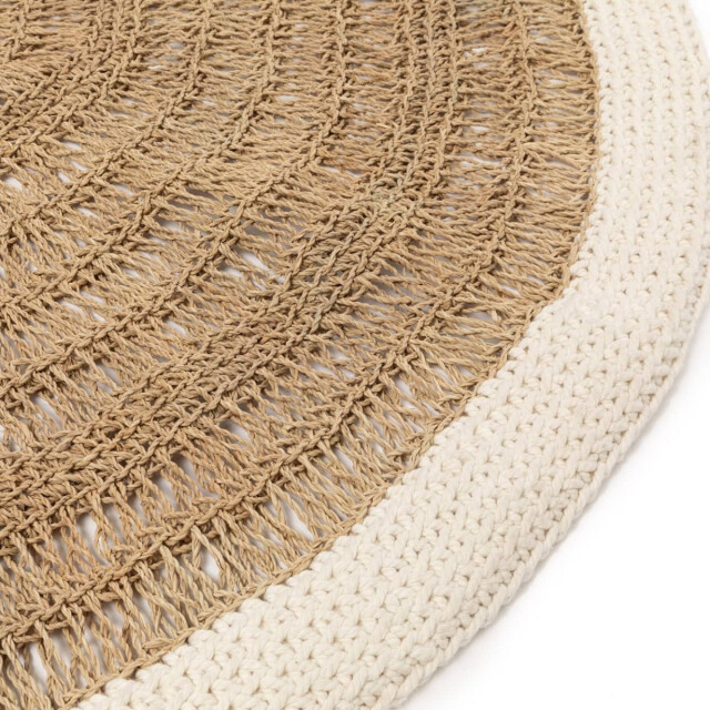 Bazar Bizar Zeegras rond tapijt naturel wit Ø100 BAVE023NW-100 large