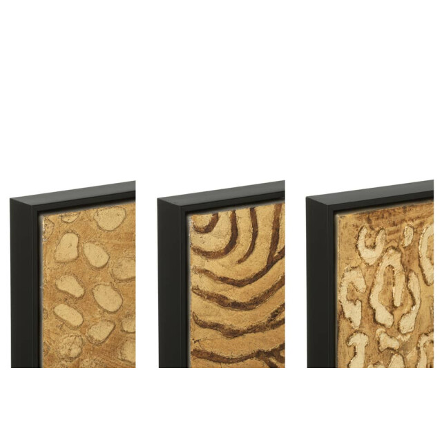 J-Line Schilderij dierenprint hout canvas zwart (3-delig) 28804 large