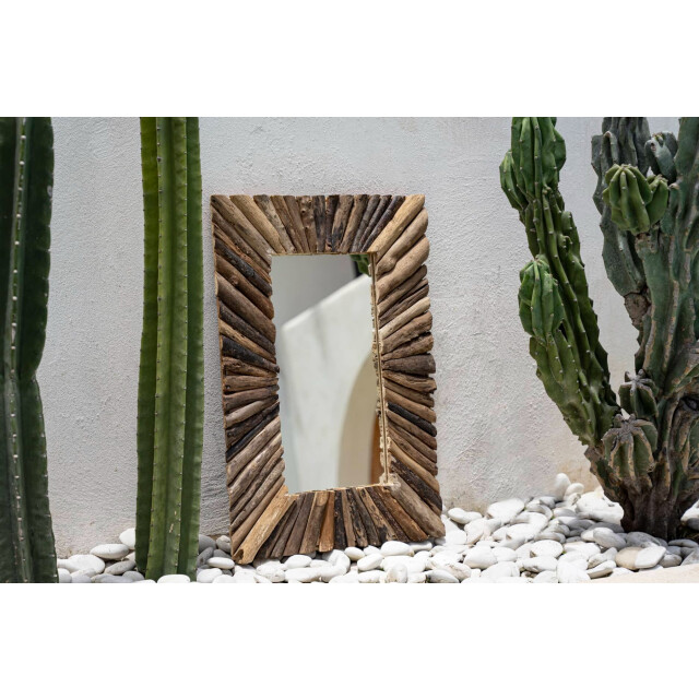 Bazar Bizar Drijfhout ingelijst spiegel naturel m JAHU038N-M-60x40 large