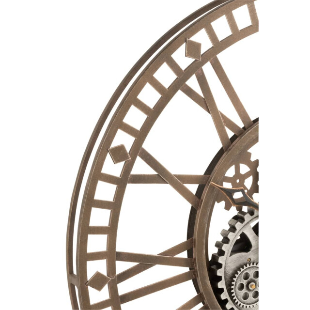 J-Line Klok romeinse cijfers radars binnenwerk metaal antiek goud 17185 large