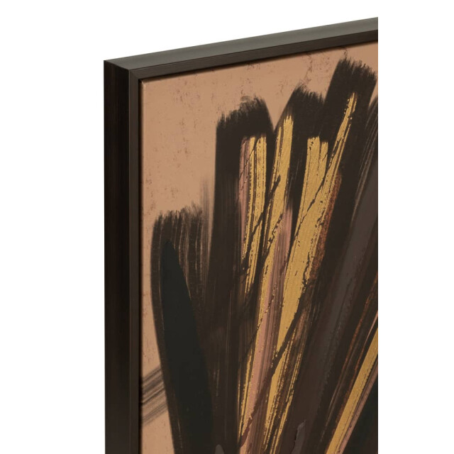 J-Line Kader afrikaanse vrouw strepen hout canvas zwart 30281 large