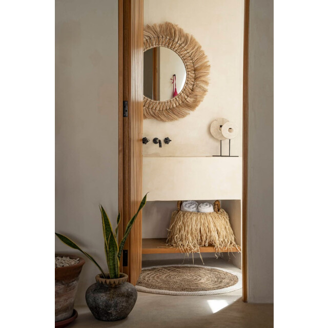 Bazar Bizar Zeegras rond tapijt naturel wit Ø100 BAVE023NW-100 large