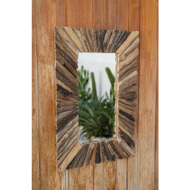 Bazar Bizar Drijfhout ingelijst spiegel naturel m JAHU038N-M-60x40 large