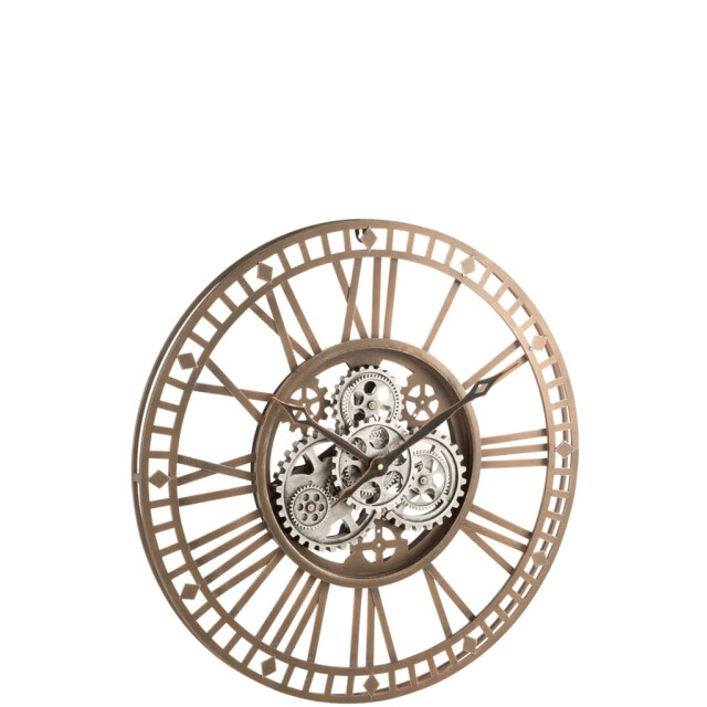 J-Line Klok romeinse cijfers radars binnenwerk metaal antiek goud 17185 large