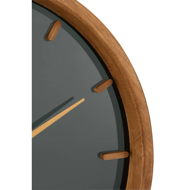 J-Line Wandklok rond hout/glas zwart small 15193 large