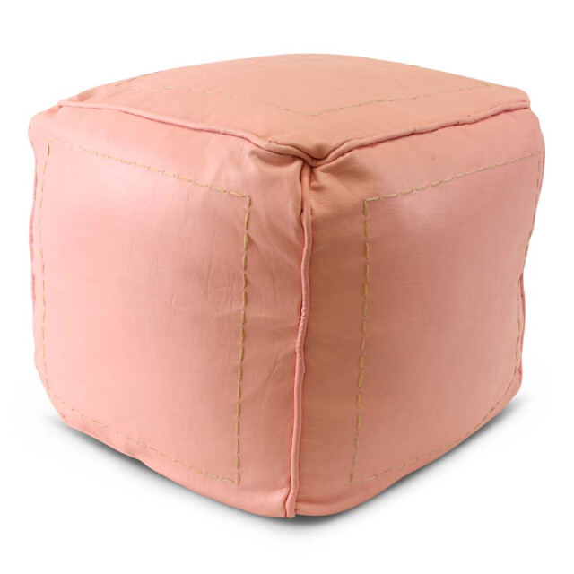 Safaary Marokkaanse poef leer blush vierkant SFMRPF00077 large