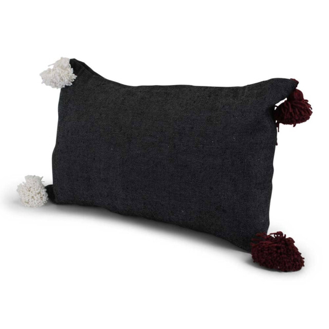 Safaary Marokkaanse pom-pom kussen antraciet 60 x 40cm SFSRKUS00015 large
