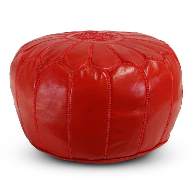 Safaary Marokkaanse poef leer rond SFMRPF00059 large