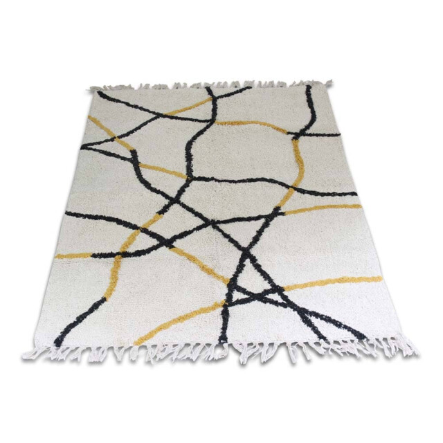 Safaary Marokkaanse berber vloerkleed zwart-geel SFVLKTP00028 large