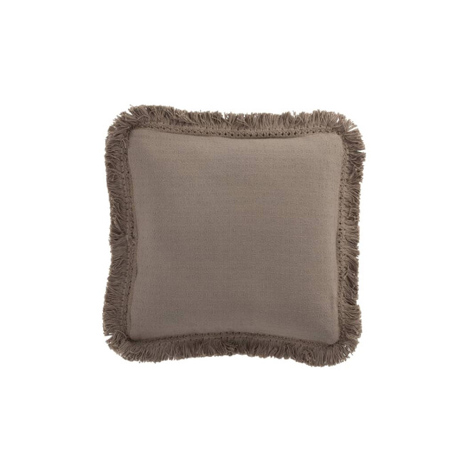 J-Line Kussen franjevierkant katoen taupe 3052 large