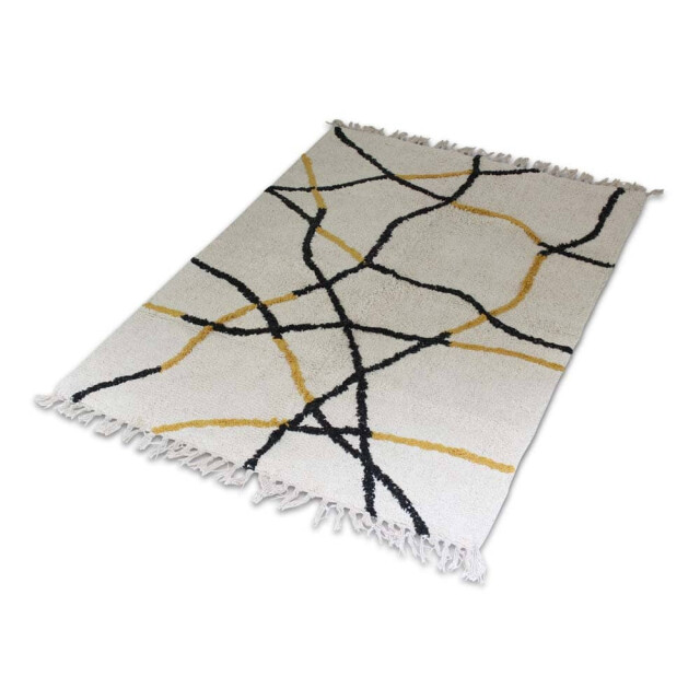 Safaary Marokkaanse berber vloerkleed zwart-geel SFVLKTP00028 large