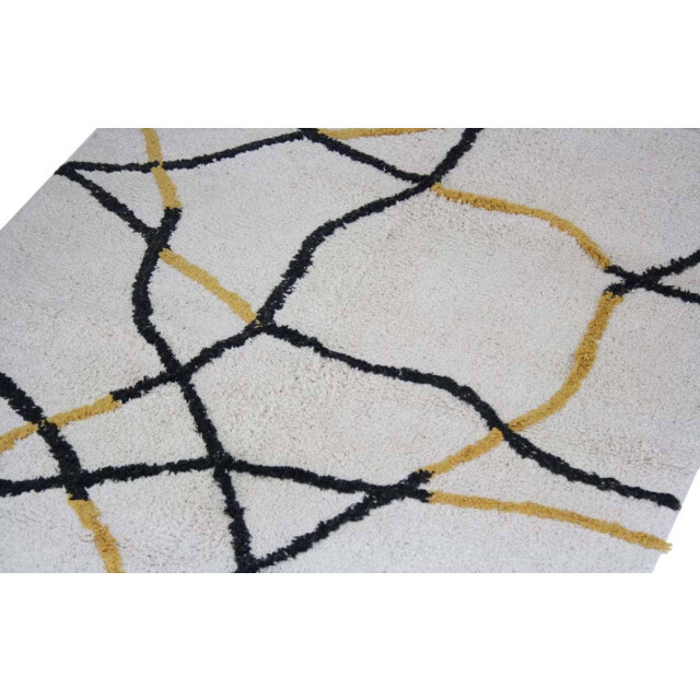 Safaary Marokkaanse berber vloerkleed zwart-geel SFVLKTP00028 large