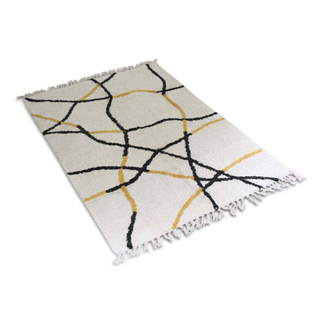 Safaary Marokkaanse berber vloerkleed zwart-geel SFVLKTP00028 large