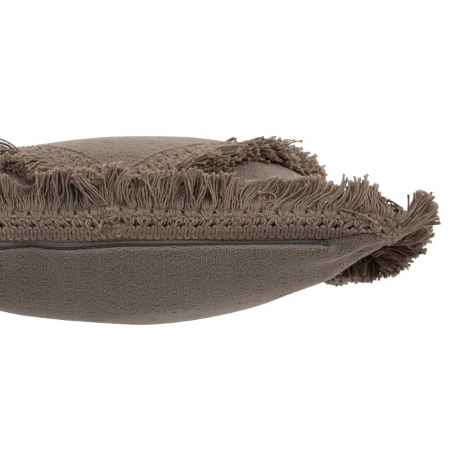 J-Line Kussen franjevierkant katoen taupe 3052 large