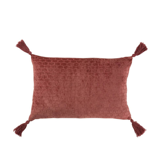 J-Line Kussen patroon rechthoek katoen terracotta rood 7039 large